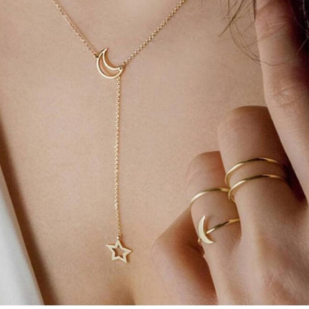 Dainty Moon & Star drop Necklace